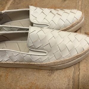 Franco Sarto White Woven Slip-On Shoes